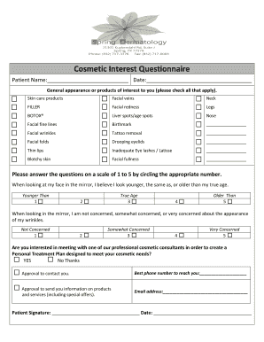 Cosmetic Interest Questionnaire