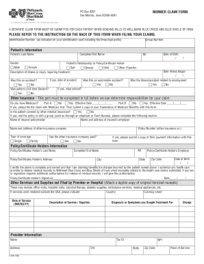 Wellmark Blue Cross and Blue Shield of Iowa Member Claim Form