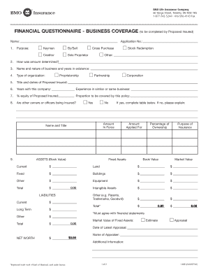 Financial Questionnaire Business Coverage