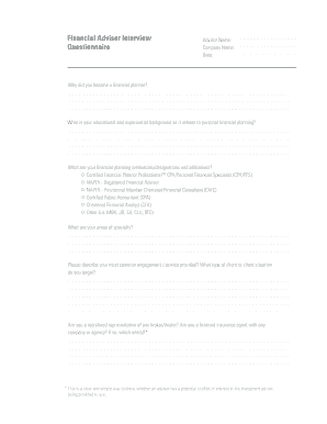 Financial Advisor Interview Form