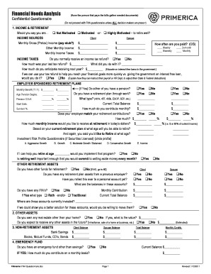 Financial Needs Analysis Questionnaire