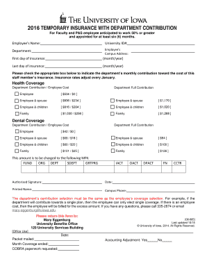Temporary Insurance Contribution Form