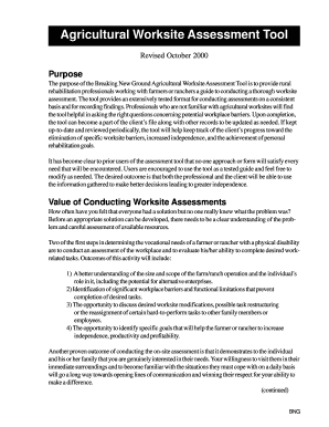 Agricultural Worksite Assessment Tool