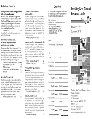 Agricultural Resource Order Form