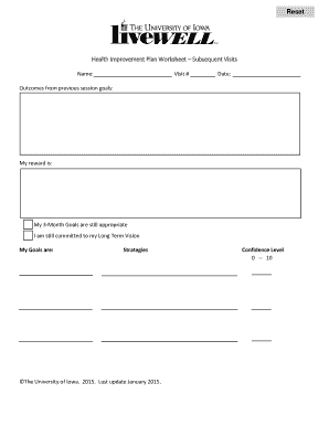 Health Improvement Plan Worksheet