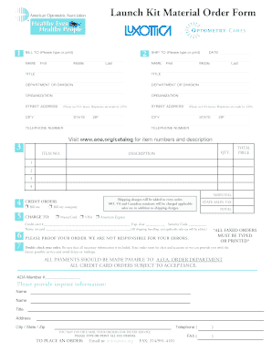 Launch Kit Material Order Form
