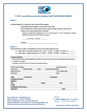 Save Your Vision Month Donation Form