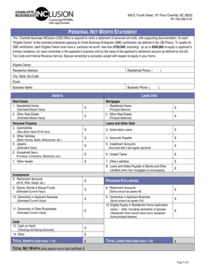 Personal Net Worth Statement - Charlotte - charmeck