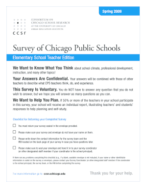 Chicago Public Schools Elementary Teacher Survey