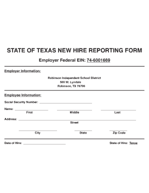 Texas New Hire Reporting Form