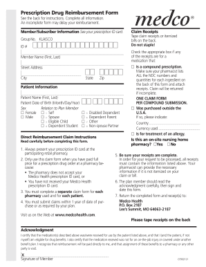 Prescription Drug Reimbursement Form