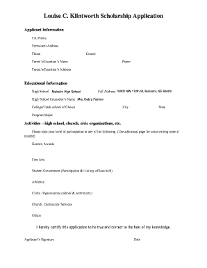 Louise Klintworth Scholarship - Malcolm Public Schools - malcolmschools