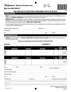 Blue Cross Blue Shield IL Mail Service Prescriber Fax Form