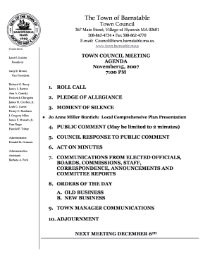 How to write agreement between two parties - 11-15-07 AGENDA.doc - townofbarnstable