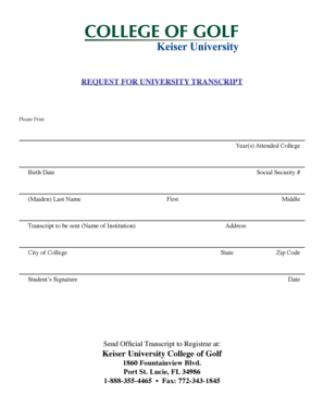 University Transcript Request Form