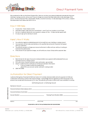 Direct Payment Authorization Form