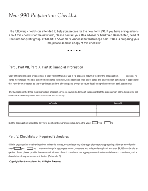 New Form 990 Preparation Checklist