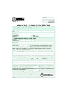 South Australia Residential Land Tax Exemption Application