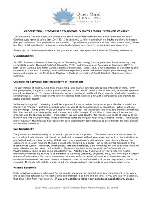 Professional Disclosure Statement and Informed Consent