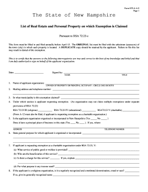 New Hampshire Property Tax Exemption Form