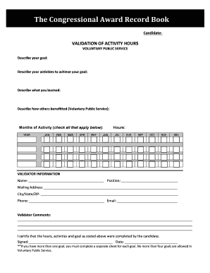 Congressional Award Record Book