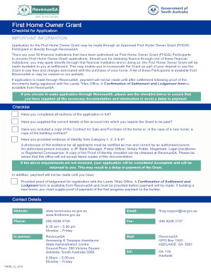 First Home Owner Grant Checklist