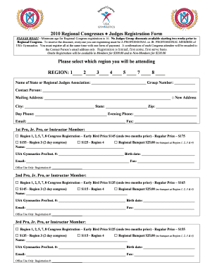 USA Gymnastics Regional Congress Judges Registration Form