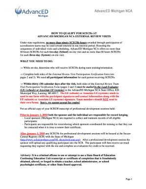 AdvancED Michigan NCA External Review Visit Participation Verification Form