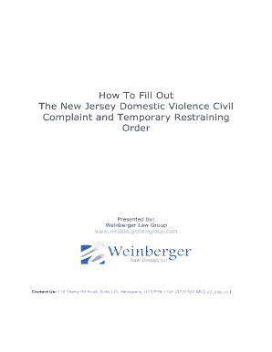 New Jersey Domestic Violence Civil Complaint Form
