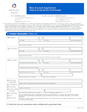 New Account Application for Keely Funds