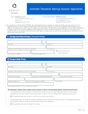 Coverdell Education Savings Account Application