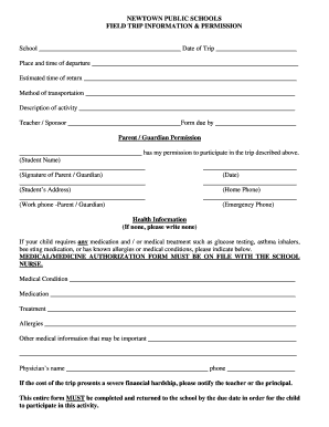Field Trip Permission Form