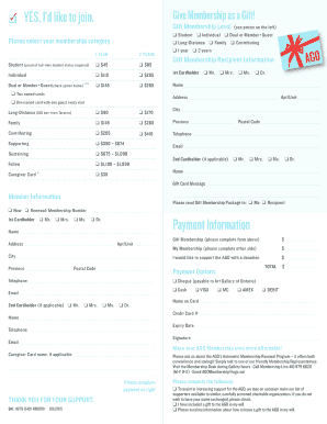 Art Gallery of Ontario Membership Application