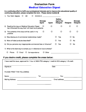 Medical Education Digest Evaluation Form