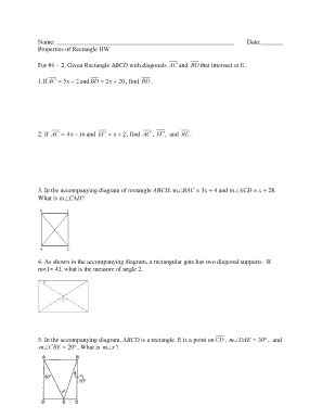 Properties of Rectangle Homework