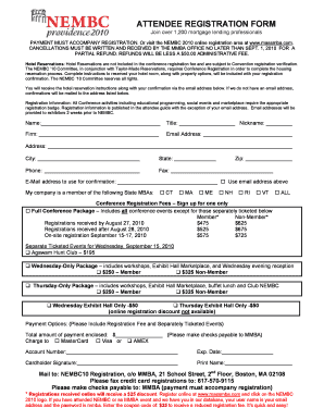 NEMBC 2010 Attendee Registration Form