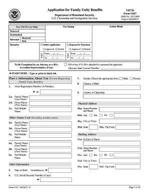 USCIS Form I-817 Application for Family Unity Benefits