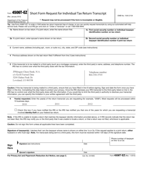 Form 4506T-EZ Request for Individual Tax Return Transcript