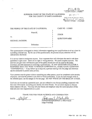 California Jury Questionnaire