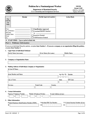 USCIS Form I-129 Nonimmigrant Worker Petition