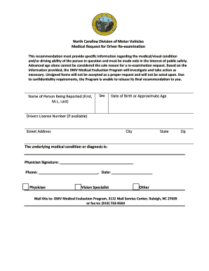North Carolina Driver Re-Examination Request
