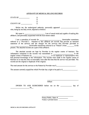 Affidavit of Medical Billing Records