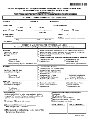 2016 Employee Group Insurance Enrollment Form