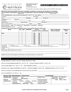 Metrocrest Services Assistance Request Form