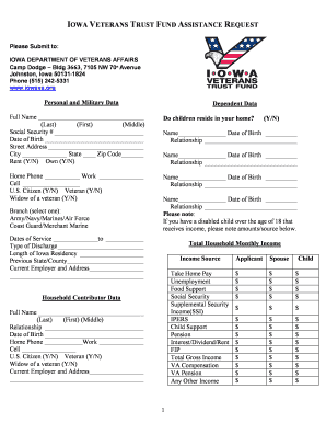 Iowa Veterans Trust Fund Assistance Request