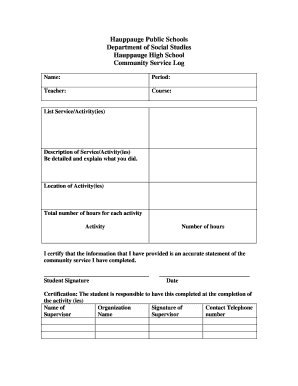 Community Service Log