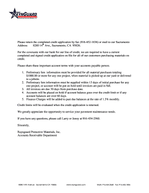 California Credit Application Form
