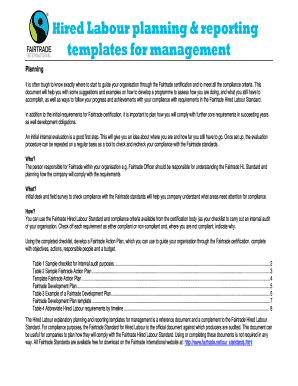 Fairtrade Hired Labour Planning and Reporting Templates