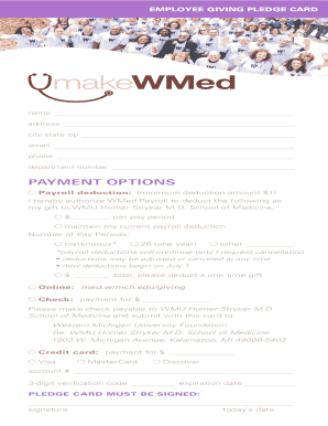 Employee Giving Pledge Card