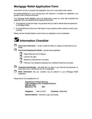 Mortgage Relief Application Form